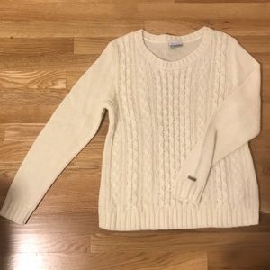 Columbia Cream Cable Knit Crew Neck Sweater